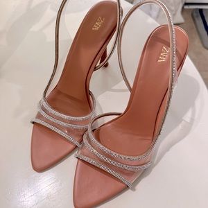 ZARA Rhinestone Vinyl High Heel Sandals